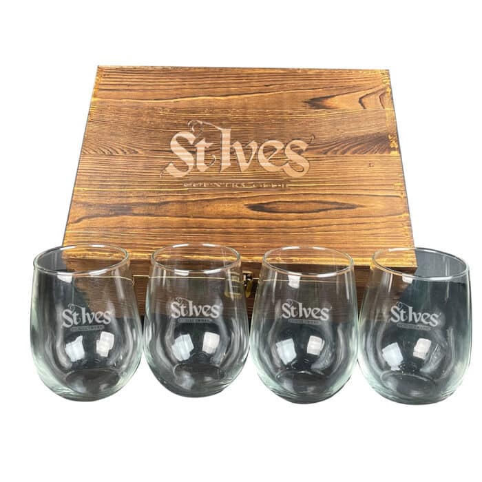 Wooden Box with 4 Piece Glass Set - Image 3
