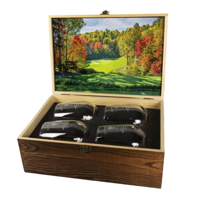 Wooden Box with 4 Piece Glass Set - Image 4